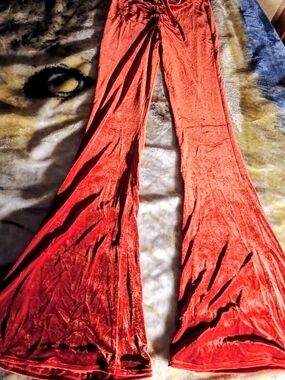 Source Unknown Red Velvet Wide-Leg Pants